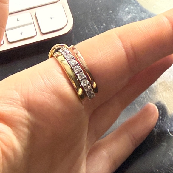 10K Tri Color Intertwining Stackable Band - Picture 2 of 4